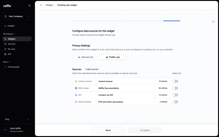 Privacy settings and sources