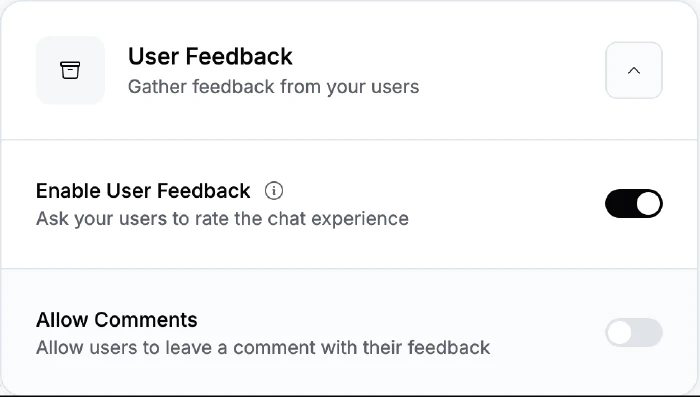 User Feedback settings