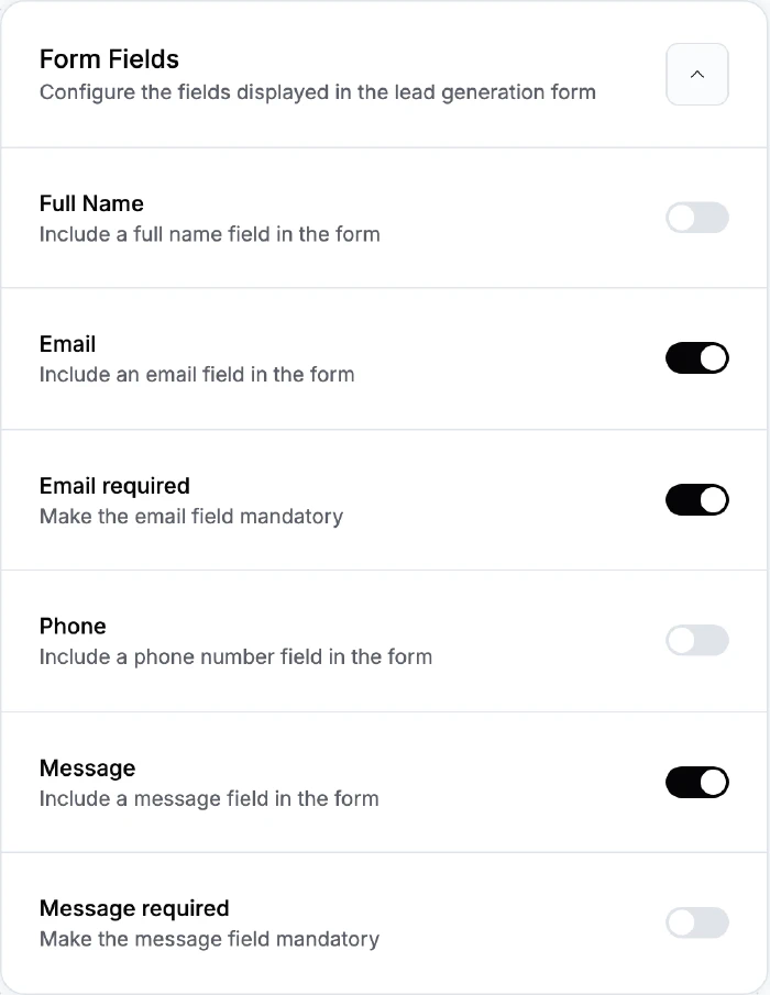 The Form Fields card