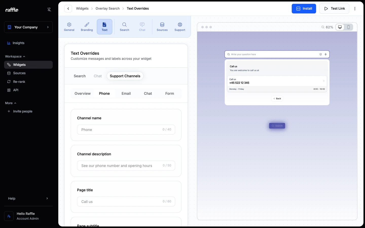 The phone texts, with the phone page open in the preview