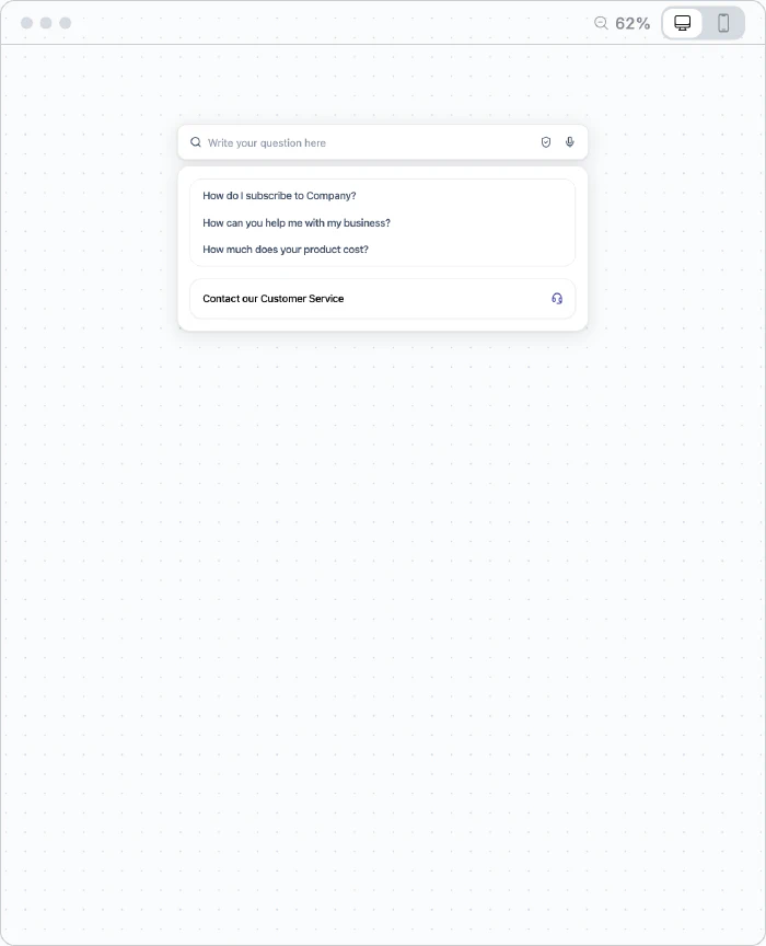 An embedded search bar showing top questions