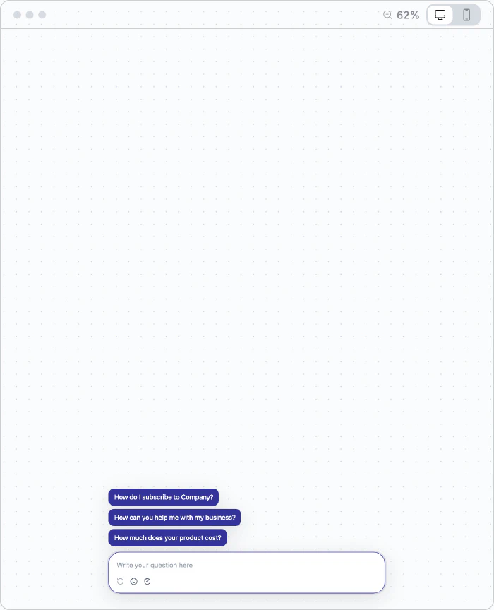 A pill widget docked at the bottom of the page